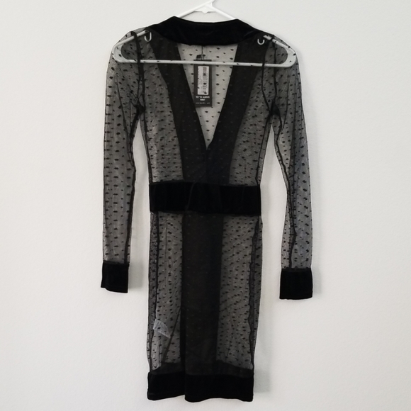 Velour & Mesh Contrast Mini Dress - Picture 6 of 8